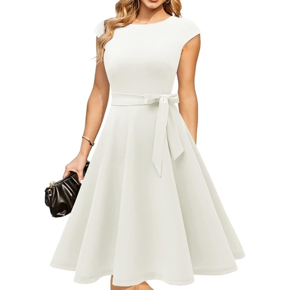 Dresstells Women's White Modest Vintage Cocktail Formal Party Evening Dresses